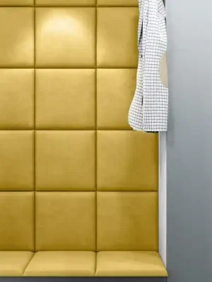 Žlutý čalouněný panel na zeď 30 x 30 cm Akce